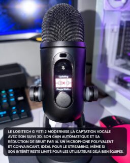 Le mythique Yeti revient chez Logitech ! Suivi vocal 3D, gain automatique, réduction de bruit par IA et écran intégré : le #LogitechGYeti2 facilite la captation sans sacrifier la qualité. Un excellent micro, surtout pour les créateurs qui débutent ! Lien en bio.