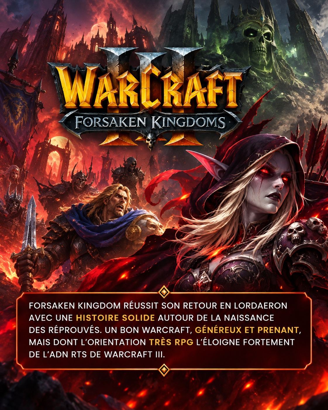#WarcraftIIIReforged accueille une nouvelle campagne plus de 20 ans après The Frozen Throne ! Forsaken Kingdom raconte brillamment la naissance des Réprouvés, avec une formule très RPG qui s’éloigne toutefois de l’ADN RTS de Warcraft III. Test dispo sur le site dès maintenant.