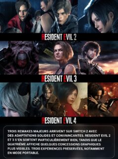 Les remakes de #ResidentEvil 2, 3 et 4 débarquent sur Switch 2 ! Trois excellentes aventures, trois portages solides et une expérience particulièrement convaincante en nomade. Quelques concessions techniques, surtout sur RE4, mais l'essentiel est préservé !