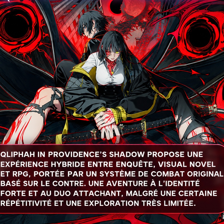 #QliphahInProvidencesShadow mélange enquête, visual novel et RPG autour d’un système de combat original basé sur le contre. Une proposition à l’identité forte, malgré une répétitivité qui finit par peser sur l’aventure. https://gh0stcrawl3rgaming.com/2026/09/27/test-qliphah-in-providences-shadow/