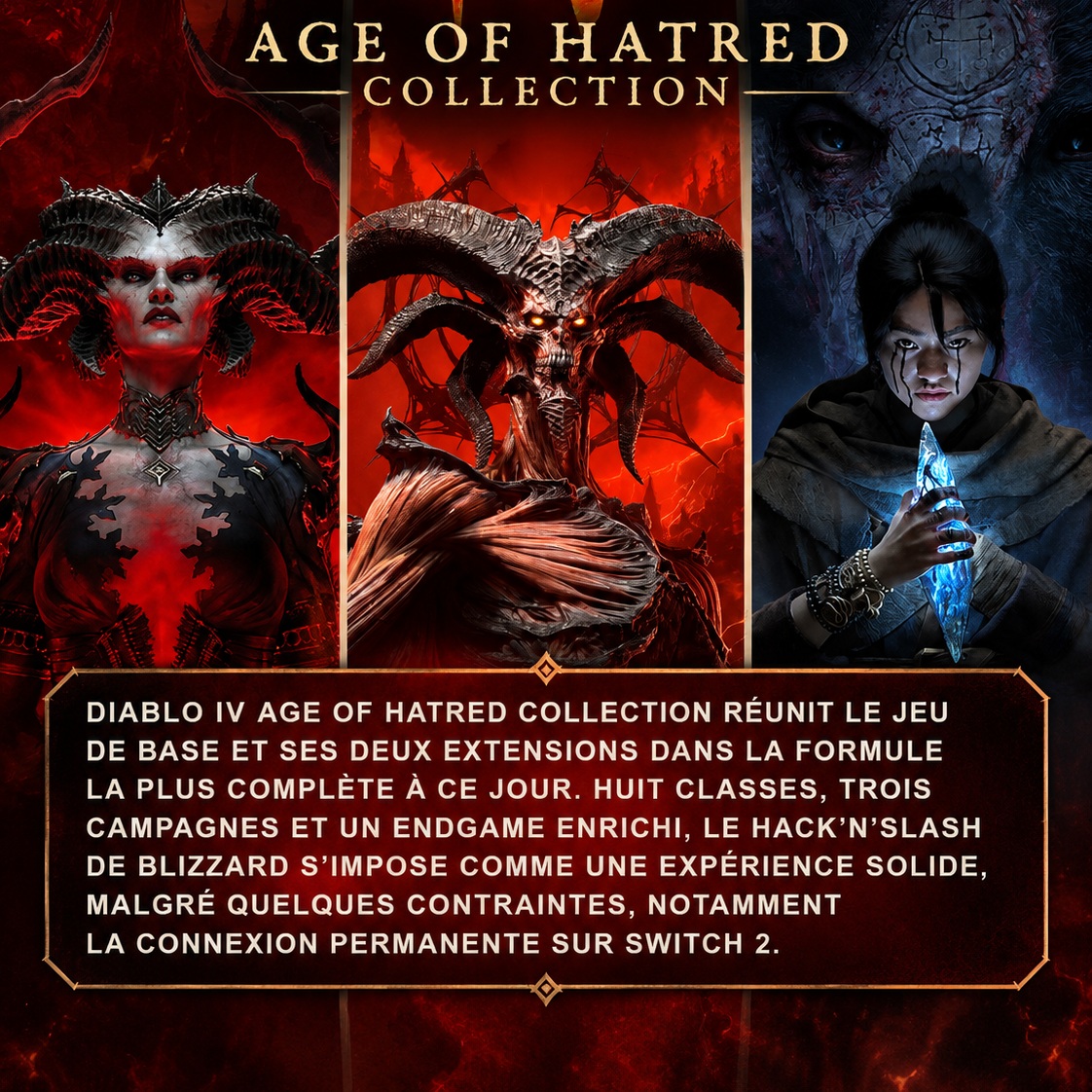 #DiabloIVAgeOfHatredCollection réunit trois campagnes, huit classes et un endgame considérablement enrichi dans une formule ultra complète. Et sur Switch 2, l’enfer tient désormais dans la main… à condition d’avoir une connexion !
Lien en bio ;)