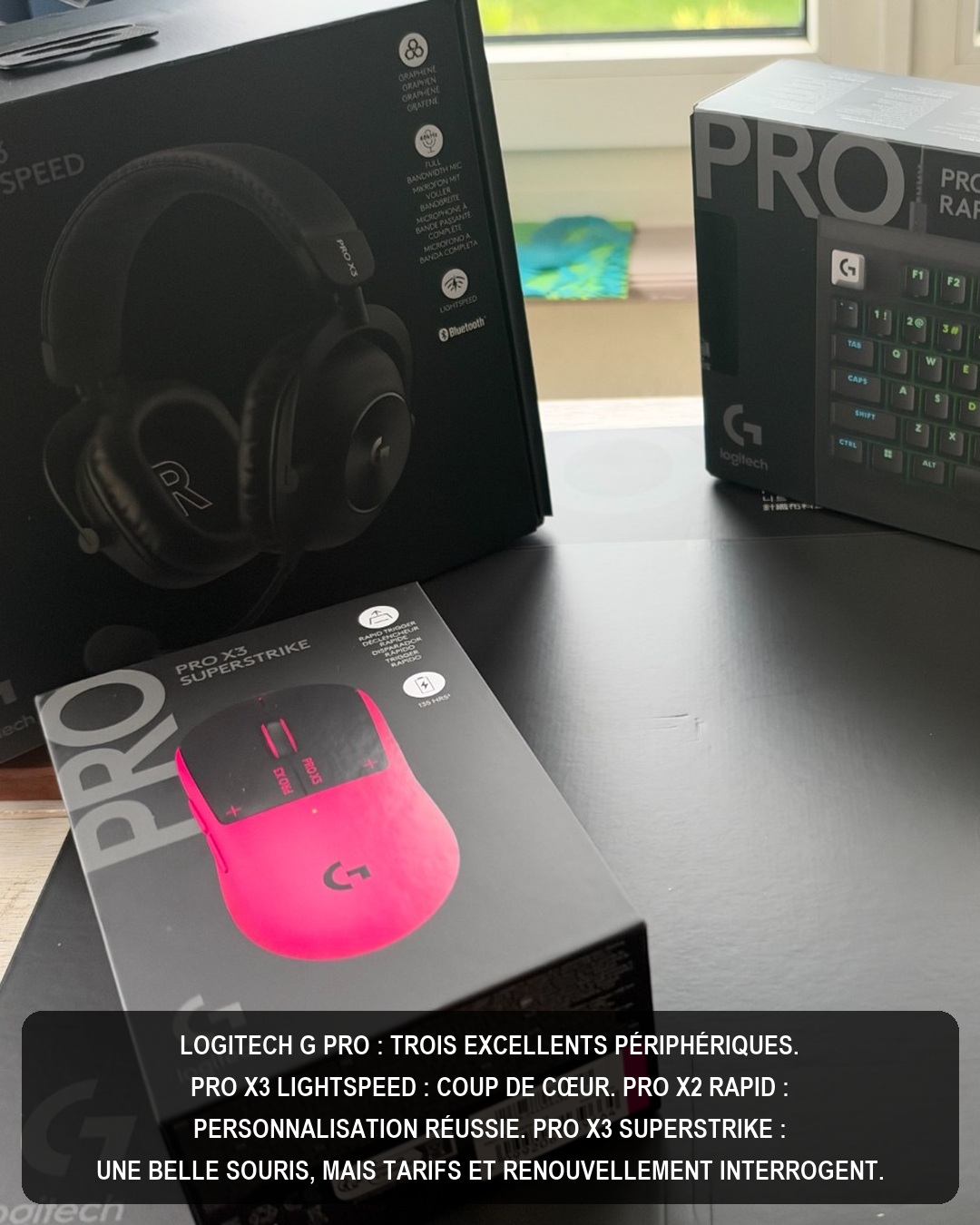 Trois nouveautés #LogitechGPRO en test : casque X3 LIGHTSPEED le gros coup de cœur, clavier X2 RAPID ultra personnalisable et souris X3 SUPERSTRIKE convaincante mais tarif et renouvellement rapide interrogent. Lien en bio ;)